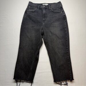 Abercrombie 90s Straight Jeans 29 Short Curve Love Black Raw Hem